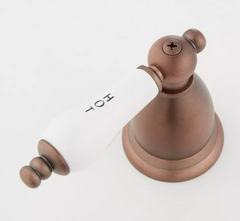 New Oil Rubbed Bronze Victorian Gooseneck Bathroom Faucet & Porcelain Lever Handles by Signature Hardware