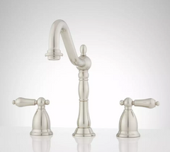 New Brushed Nickel Victorian Widespread Bathroom Faucet Lever Handles by Signature Hardware