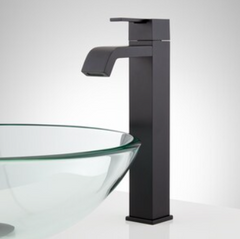 New Matte Black Rigi Single Handle Bathroom Sink Faucet by Signature Hardware