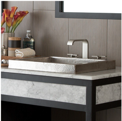 New Brushed Nickel Native Trails CPS546 Tatra 20 Inch Hand Hammered Drop-In Rectangular Copper Sink by Native Trails