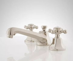 New York Cross Handle Widespread Bathroom Sink Faucet in Polished Nickel - Signature Hardware