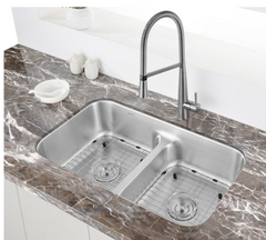 New Stainless Steel Ruvati 32-inch Low-Divide 50/50 Double Bowl Undermount 16 Gauge Kitchen Sink by Ruvati