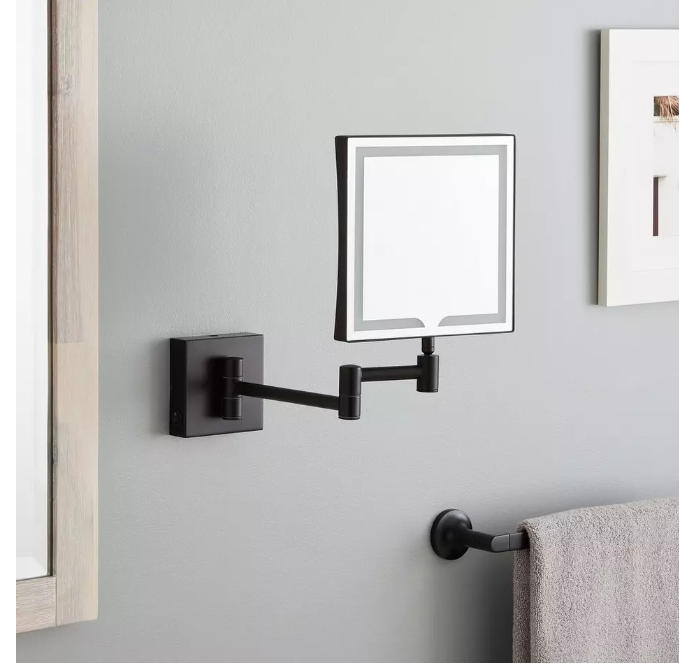 New R2001 LED Norabel Magnifying Double-Sided Wall-Mount Lighted Makeup Mirror with E3 Escutcheon rocker switch by Signature Hardware