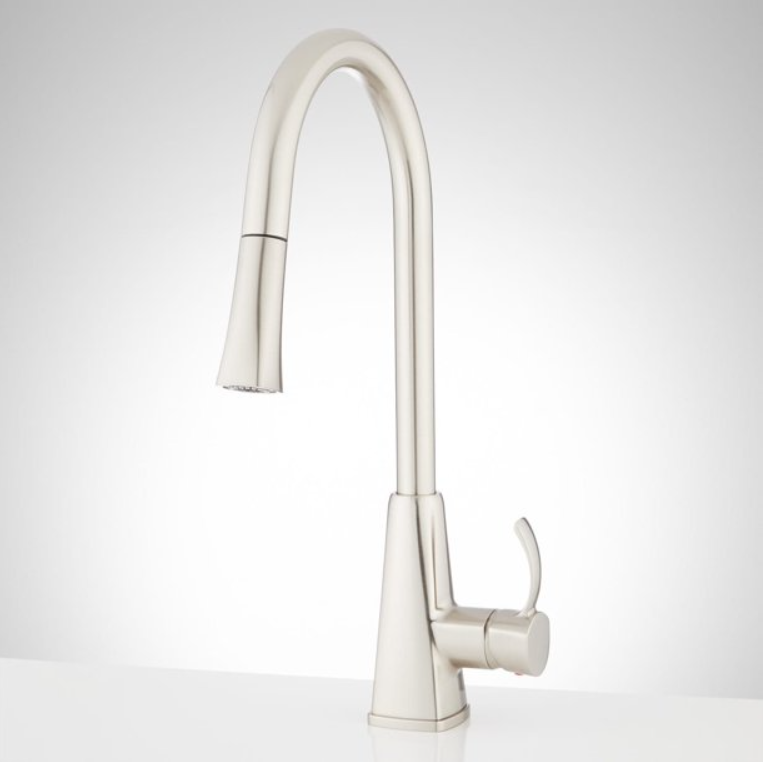 New Brushed Nickel Rhine Single-Hole Pull-Down Kitchen Faucet by Signature Hardware