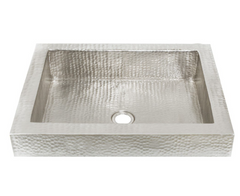 New Brushed Nickel Native Trails CPS546 Tatra 20 Inch Hand Hammered Drop-In Rectangular Copper Sink by Native Trails