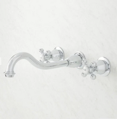 New Chrome Ballantine Wall-Mount Bathroom Faucet Cross Handles by Signature Hardware