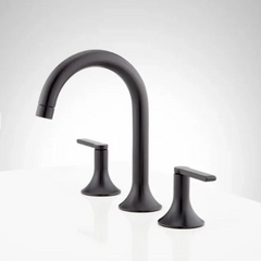 New Matte Black Lentz Widespread Bathroom Faucet with Lever Handles by Signature Hardware