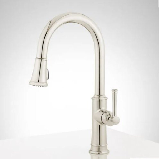 New Polished Nickel Beasley Stainless Steel Pull-Out Kitchen Faucet by Signature Hardware