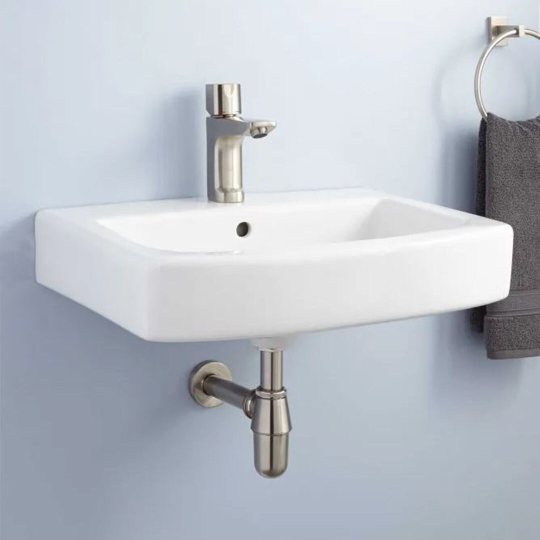 New White Medeski Porcelain Wall Mount Bathroom Sink - Signature Hardware