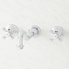 New Chrome Ballantine Wall-Mount Bathroom Faucet Cross Handles by Signature Hardware