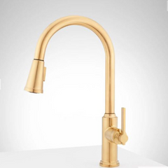 New Brushed Gold Greyfield Single-Hole Pull Down Kitchen Faucet by Signature Hardware