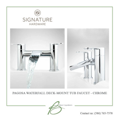 New Chrome Pagaso Waterfall Deck-Mount Tub Faucet by Signature Hardware