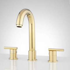 New Polished Brass Lester Widespread Overflow Bathroom Faucet - Signature Hardware