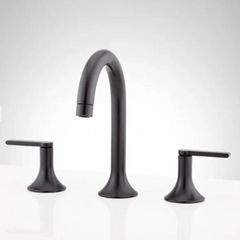 New Matte Black Lentz Widespread Bathroom Faucet with Lever Handles by Signature Hardware