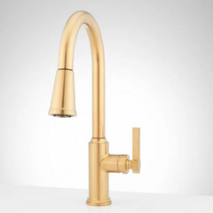 New Brushed Gold Greyfield Single-Hole Pull Down Kitchen Faucet by Signature Hardware