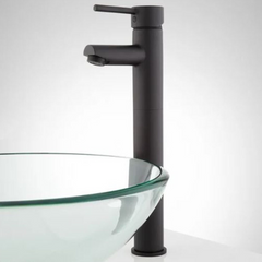 New Black Matte Rotunda Straight Spout Single-Hole Vessel Faucet Overflow by Signature Hardware