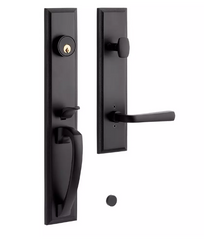 New Matte Black MNG-EXTRA 5002 Aurick Solid Brass Entrance Door Set - Lever Handle - Right Hand by Signature Hardware