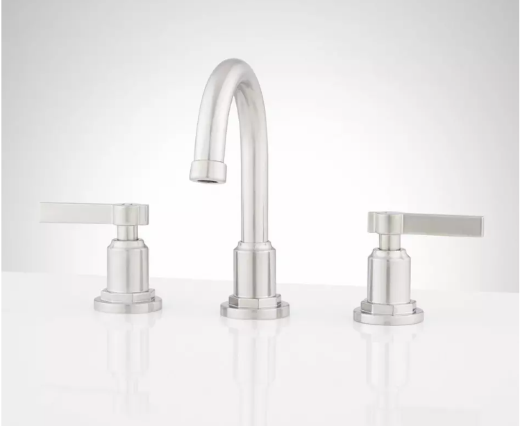 New Brushed Nickel Greyfield Two Handle Widespread Lavatory Faucet by Signature Hardware