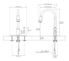 New Brushed Gold Amberley Single-Hole Pull-Down Kitchen Faucet by Signature Hardware