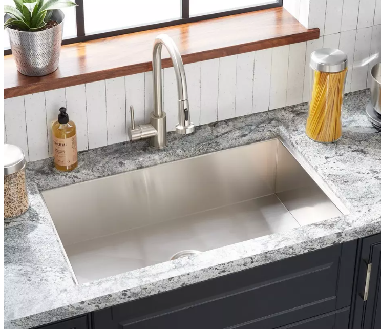 New 33" Sitka Stainless Steel Dual-Mount Kitchen Sink- Single Hole by Signature Hardware