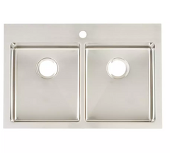 New Stainless Steel 33" Ortega Double-Bowl Sink - Single-Hole by Signature Hardware