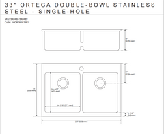 New Stainless Steel 33" Ortega Double-Bowl Sink - Single-Hole by Signature Hardware
