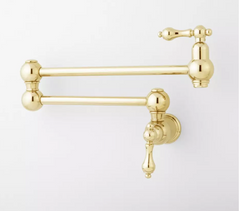 New Polished Brass Vivan Retractable Wall-Mount Pot Filler Faucet - Signature Hardware