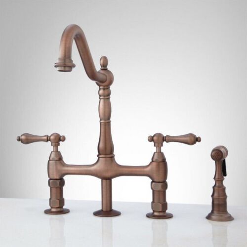 New Bellevue Bridge Kitchen Faucet With Brass Sprayer Lever Handles - Signature Hardware