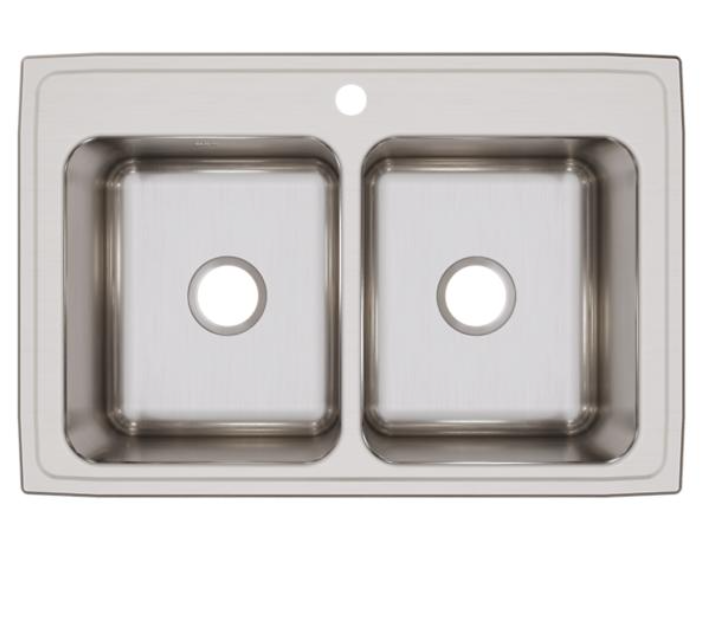 New Lustertone Classic Stainless Steel 33" x 22" x 10-1/8" Equal Double Bowl Drop-in Sink by Elkay