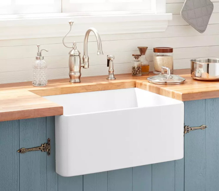 New White 24" Reinhard Fireclay Farmhouse Sink by Signature Hardware