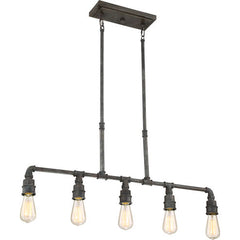 New Squire 5 Light 38 inch Rustic Black Island Chandelier Ceiling Light