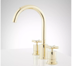 New Polished Brass Exira Widespread Bathroom Faucet by Signature Hardware