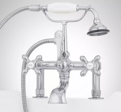 New Chrome Deck-Mount English Telephone Faucet Shower with Deck Couplers by Signature Hardware