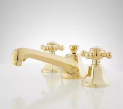 New York Cross Handle Widespread Bathroom Sink Faucet in Polished Nickel - Signature Hardware