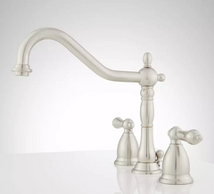 New Brushed Nickel Victorian Widespread Bathroom Faucet Lever Handles by Signature Hardware