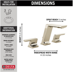 New Polished Nickel Two Handle Widespread Bathroom Faucet by Delta