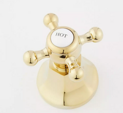 New Polished Brass Victorian Widespread Bathroom Faucet with Cross Handles by Signature Hardware