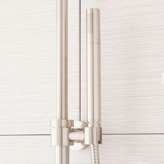 New Brushed Nickel Stiles Exposed Pipe Shower System with Rainfall Sho