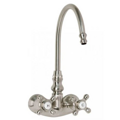 New Chrome Gooseneck Tub Wall Mount Faucet with Cross Handles