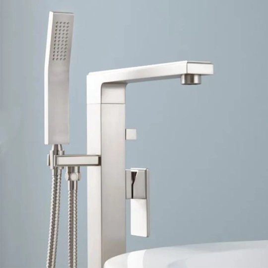 New Brushed Nickel Ryle Freestanding Tub Faucet and Hand Shower - Signature Hardware