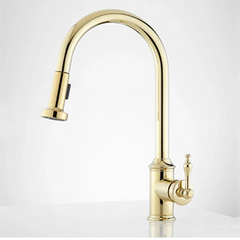 New Polished Brass Westgate Pull-Down Kitchen Faucet by Signature Hardware