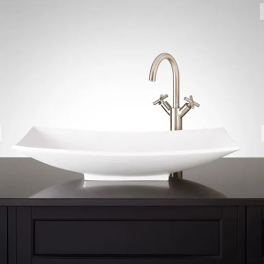 New White Violette Matte Resin Vessel Sink - Signature Hardware