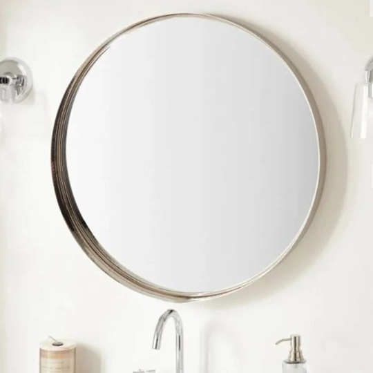 New Brushed Nickel Palora Round Decorative Vanity Mirror - Signature Hardware