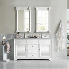 New 60" Cottage White Savannah Double Bathroom Vanity Cabinet- James Martin