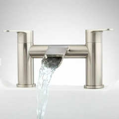 New Brushed Nickel Pagaso Waterfall Deck-Mount Tub Faucet