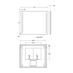 New 42" x 36" LED Lighted Wall Mounted Bathroom Mirror with Defogger and Light - Luna Sunrize