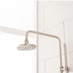 New Brushed Nickel Stiles Exposed Pipe Shower System with Rainfall Shower Head & Hand Shower