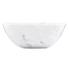 New 17" x 12" Carrara Marble Curved Rectangle Angle-Rim Vessel Sink
