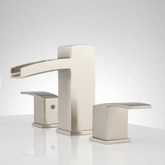 New Brushed Nickel Morata Widespread Waterfall Overflow Bathroom Faucet - Signature Hardware