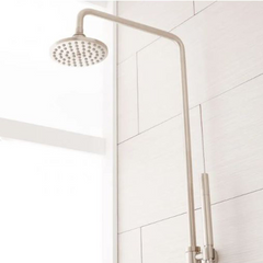 New Brushed Nickel Stiles Exposed Pipe Shower System with Rainfall Shower Head & Hand Shower